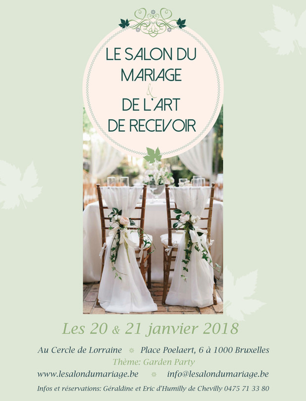 La 11ème édition du Salon du Mariage et de l’Art de recevoir se déroulera les 20 et 21 janvier 2018 au Cercle de Lorraine à Bruxelles