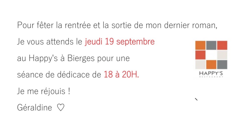 Rencontrez l'auteur Géraldine de Radiguès, à Bierges le 19 septembre Rencontrez l'auteur Géraldine de Radiguès, à Bierges le 19 septembre