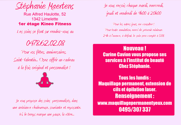 Esthéticienne - Institut de beauté "Chez Stéphanie" à Limelette Esthéticienne - Institut de beauté "Chez Stéphanie" à Limelette