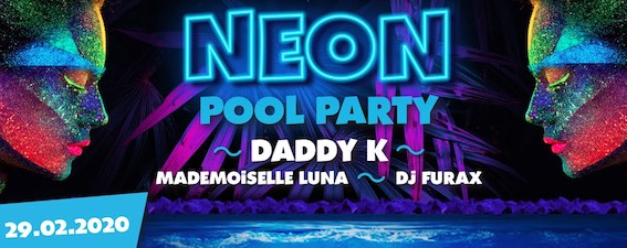 Neon Pool Party à Aqualibi le 29 février : une soirée flashy, dansante et gourmande.