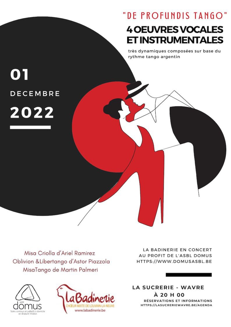 Wavre : JEUDI 1ER DECEMBRE 2022 - 20 H La Badinerie : « de Profundis Tango » Wavre : JEUDI 1ER DECEMBRE 2022 - 20 H La Badinerie : « de Profundis Tango »