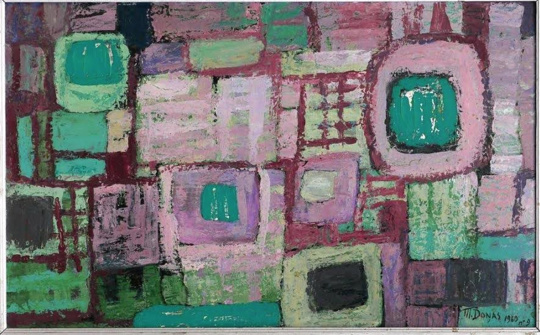 -	Marthe Donas  - « Abstraction n°9» - 1960- huile sur panneau- 44,5 x 72 cm- Collection privée.