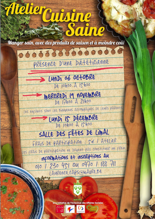 « Atelier Cuisine Saine » pour les Wavriens ! « Atelier Cuisine Saine » pour les Wavriens !