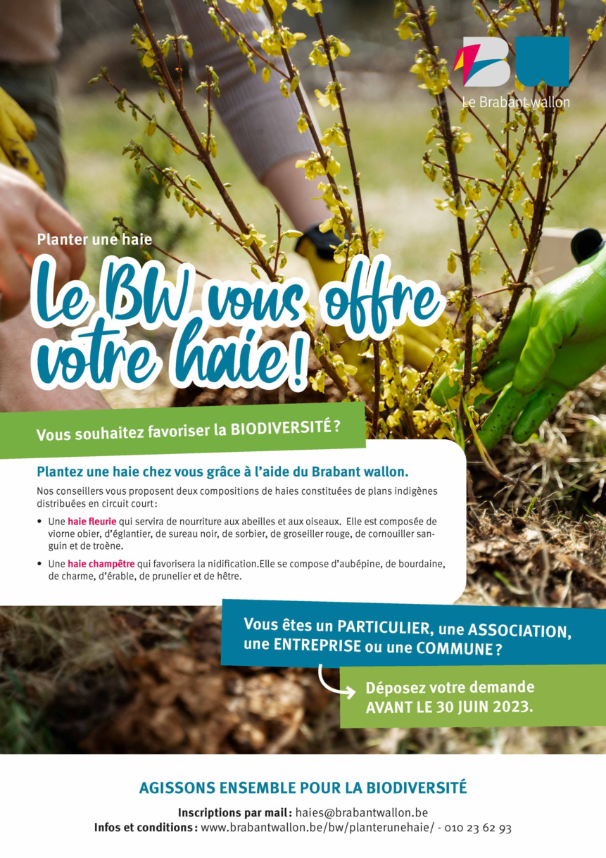 Brabant wallon : La province vous offre votre haie ! Brabant wallon : La province vous offre votre haie !