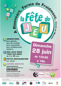 Rixensart : Ne manquez pas la troisième édition de la Fête du Jeu ce dimanche 28 juin de 13h30 à 19h ! Rixensart : Ne manquez pas la troisième édition de la Fête du Jeu ce dimanche 28 juin de 13h30 à 19h !
