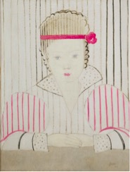 •	Marthe Donas, La jeune fille au ruban rouge, 1922, Huile sur toile, 65  x 50 cm, Musée Marthe Donas