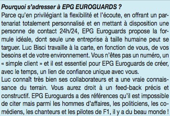 EPG Eurogards : Le gardiennage au service des particuliers . EPG Eurogards : Le gardiennage au service des particuliers .