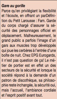 EPG Eurogards : Le gardiennage au service des particuliers . EPG Eurogards : Le gardiennage au service des particuliers .