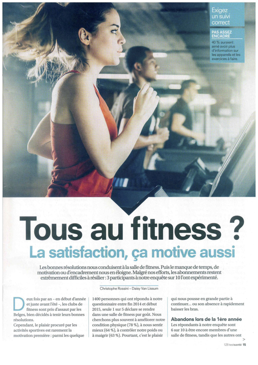 Communiqué de Presse / Enquête de Test-achats sur les clubs de Fitness. Communiqué de Presse / Enquête de Test-achats sur les clubs de Fitness.