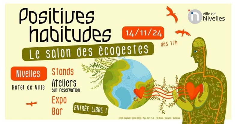 Positives habitudes : Le salon des écogestes à Nivelles, le 14 novembre 2024 Positives habitudes : Le salon des écogestes à Nivelles, le 14 novembre 2024