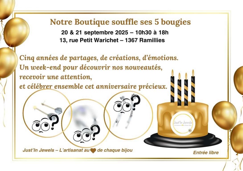 Bijoux artisanaux, Anniversaire, Ramillies
