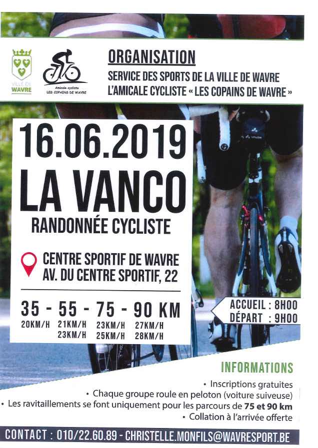 Wavre : La Vanco – Randonnée cycliste