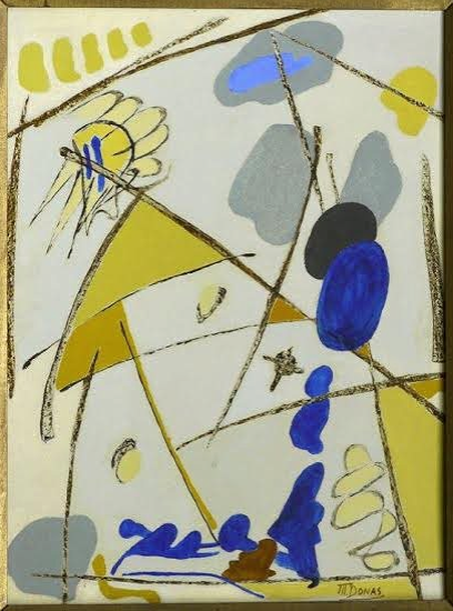 -	Marthe Donas  - « Intuition L » - 1957- huile sur carton- 42 x 33 cm- Collection privée.