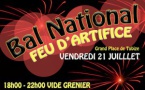 21 juillet à Tubize, Bal national et feu d'artifice.