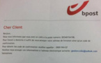 Attention ARNAQUE ! La police du Brabant wallon nous informe d'un FAUX E-MAIL AU NOM DE "BPOST"