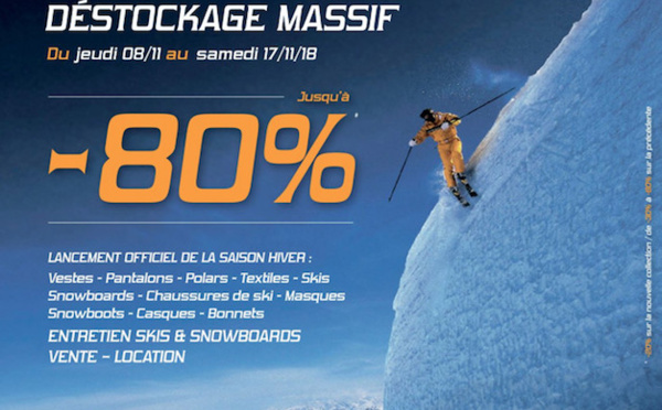 Notre partenaire Sport One vous invite à son DESTOCKAGE MASSIF (Jusque -80%)