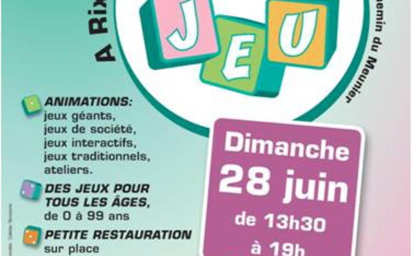 Rixensart : Ne manquez pas la troisième édition de la Fête du Jeu ce dimanche 28 juin de 13h30 à 19h !